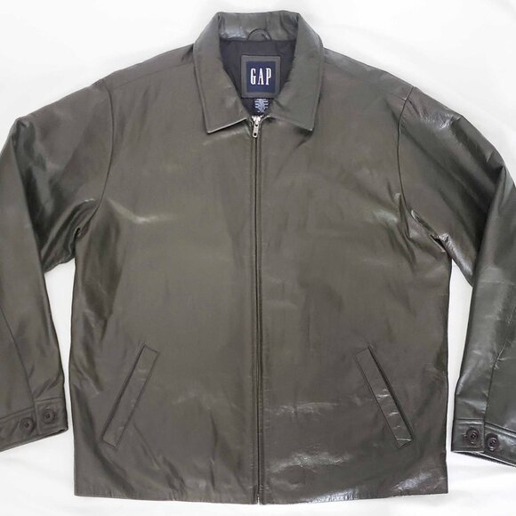 Vintage Gap Mens 90s Genuine Leather Jacket L - Picture 2 of 10